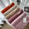 Jm Versión Coreana Versátil Color Sólido Cachemira Sintética Rojo de Año Nuevo Bufanda Otoño e Invierno Cálida Unisex Moda Estilo Borla