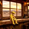 Nuevo producto transfronterizo: Estatua de vaquero western vintage impresa en 3D en pose sentada, adorno de escritorio genial para colección del hogar y la oficina