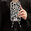 Muñeca con Lazo Estampado de Leopardo Adecuada para Funda de Teléfono Móvil Iphone17Pro Apple 15 Hilo de Plumas 16 con Correa 14 Todo Incluido