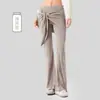 Pantalones Acampanados de Fitness para Mujer Solapa Trasera Desmontable Anti-Vergüenza Pierna Ancha Caída Casual de Gama Alta Pantalones Largos de Yoga Micro Acampanados