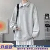 Moletom pulôver para homens, costurado à mão, gola virada, tamanho plus size, moderno, modelagem solta, camiseta casual de manga longa, coleção de primavera