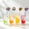 Nuevas Pajitas de Colores Transfronterizas de 67 Piezas con Forma Creativa de Espiral, Tubos Flexibles de Mascota, Seis o Siete Pajitas con Pegatinas Decorativas Personalizadas