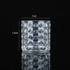 Vários porta-velas de vidro com relevo em formato de diamante, porta-velas de aromaterapia transparentes com relevo, recipientes DIY de cera de soja para ambiente doméstico