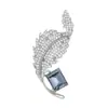 Broche Pequeño de Hoja de Cristal Simple Elegante Estilo Europeo Diseño Creativo Alto Grado Cuello de Camisa Broche Antirreflejos