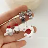 Pendientes de Pastel de Postre Infantiles e Interesantes Nicho de Gama Alta Versátiles Diseño Único Tenedor de Cereza Pendientes de Gato