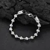 Pulsera Transfronteriza Europea y Americana de Acero Inoxidable con Cierre de Pinza de Langosta de 8 mm Cadena de Cuentas de Vidrio Cadena de Bolas Joyería de Acero de Titanio Accesorios para Pulseras de Hombre