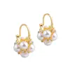 Design Nicho Coreano, Brincos de Pérola Frescos e Doces de Alta Qualidade, Brincos de Flor Cesta de Flores Elegantes Simples e Versáteis e Brincos