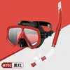 Traje de snorkel, máscara de gran campo de visión, snorkel semiseco, traje de buceo de silicona con espejo, equipo de buceo de dos piezas