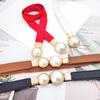 Cinturón Fino Nuevo con Hebilla de Perla para Mujer, Decorativo para Vestido, Combinable con Todo, Elástico, con Gancho, Estrecho, Sello de Cintura