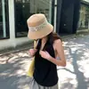 Sombrero de Sol de Paja de Verano Nuevo para Mujer con Correa de Letras, Sombrero de Sombrilla, Sombrero de Pescador Que Hace que la Cara Se Vea Más Pequeña