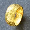 Popular Anillo Ajustable Chapado en Oro de 24 Quilates para Hombre, Retención de Color Duradera, Joyería de Oro Arenado, Latón Chapado en Oro Imitación para Mujer