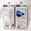 Cable de datos trenzado de un a tres colores en caja con pantalla digital, cable de carga en codo para embalaje, caja blíster, cordón para teléfono móvil, caja de alambre perforado