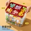 Caja de Almacenamiento Roja de Juguetes para Niños de Año Nuevo con Tapa, Bloques de Construcción, Piezas Magnéticas, Caja Clasificadora, Caja de Almacenamiento Transparente de Gran Capacidad