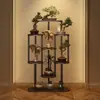 Novo Rack de Flores Rack de Armazenamento Multicamadas Estilo Chinês Suporte Interno de Chão Rack de Exibição para Sala de Estar Rack de Flores Suspenso para Orquídeas