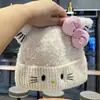 Bonito Gorro de Punto Bordado de Gatito para Mujer Otoño e Invierno Nuevo Versátil Cálido Cortavientos Protección para las Orejas Gorro de Lana Moderno