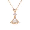 Collar de falda de plata S925 con circonita para mujer, colgante de abanico de lujo ligero en oro rosa, cadena de clavícula de fritilaria blanca en forma de abanico, venta al por mayor