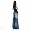 Jeans Juveniles Naranja # Cintura Ajustable Diseño Lavado Pierna Ancha para Mujer, Corte Holgado, Adelgazantes, Modernos, Versátiles, Pantalones de Largo Completo