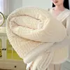 Manta de Lana de Cordero con Patrón Cuadrado, Engrosada para Primavera y Otoño, Manta para Sofá, Manta Chal para Siesta en la Oficina, Regalo