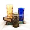 Vaso de vidrio de color diamante estilo europeo para beber, para uso doméstico, para jugo, para hotel, con boca recta, para hacer gárgaras, para bebidas frías, para té