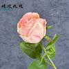 Flor artificial de una sola rosa con borde tostado, pintura al óleo, rosa retro, decoración para el hogar, boda, adornos de flores falsas, venta al por mayor