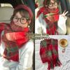 Bufanda de Navidad Ankora Roja/Roja de Año Nuevo Bufanda a Cuadros Invierno para Mujer Sentido de Alta Gama Cálido Chal Coreano de Año Nuevo