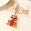 Llavero Colgante de Rana de Boca Grande para Coche de Lujo Ligero y Divertido, Cadena para Bolso de Mujer Linda, Llavero con Joyas Incrustadas de Diamantes