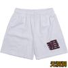 Shorts esportivos americanos para comércio exterior transfronteiriço, modelo Bird's Eye, secagem rápida, respiráveis, ideais para fitness, corrida e exercícios, com modelagem solta até o joelho e quatro pontos de ajuste.