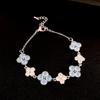 Pulseira de Trevo de Quatro Folhas com Zircônia, Design Versátil, Pulseira Fashion para o Dia a Dia, Luxo Leve, Joias de Alta Qualidade para Mulheres Atacado
