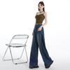 Diseño Sense Americano Retro Jeans de Pierna Ancha para Mujer Nuevo Cintura Alta Adelgazante Holgado Casual Pantalones Rectos