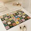 Tapete de piso de diatomeas floral estilo pintura al óleo, tapete de ducha de secado rápido y absorbente de agua, tapete de baño resistente a la suciedad y antideslizante