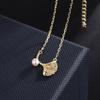 Collar de Hoja de Ginkgo de Plata Esterlina s999 para Mujer 2021 Nuevo Estilo Estilo Francés Colgante de Perla Cadena Simple Elegante para Clavícula