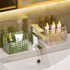 Caja de almacenamiento de espejo de lujo para baño, organizador transparente para mascarillas faciales y brochas de maquillaje, cesta de almacenamiento para artículos de tocador y productos de cuidado de la piel