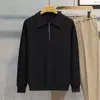 Suéter de punto con cuello polo y media cremallera para hombre, suéter pullover de otoño e invierno, suéter base japonés moderno, simple y guapo