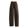 Pantalones de pierna ancha curvados de moda para mujer, nuevo estilo otoño 2026, de cintura alta, corte holgado, con caída, versátiles, adelgazantes, cropped, pantalones sencillos