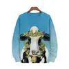 Suéter Masculino Outono e Inverno Transfronteiriço Gola Redonda Moda Novo Pulôver Estampado de Gato Digital 3D Jaqueta Casual Masculina