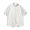 Camisa de manga curta de seda de gelo 2024 camisa de cor sólida masculina casual masculina para todos os jogos camisa preta bonita moda