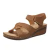 2023 novas sandálias de comércio exterior transfronteiriças plataforma feminina de Velcro de cunha amazônica plus size sandálias de tira em estoque