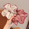Scrunchie de Lunares con Lazo de Alto Valor Estético, Diadema Dulce de Cuadros Rojos para Moño, Accesorio para el Cabello Scrunchie