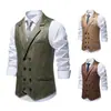 Chaleco de Traje Retro para Hombre Europeo Chaleco de Traje Estampado de Gamuza Chaleco de Solapa Retro de Doble Botonadura