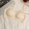 Nova Lingerie com Estampa Floral e Xadrez Vermelho para Meninas, Sutiã Confortável Sem Fio Push-Up para Seios Pequenos