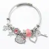 Panjia Novo Pulseira Pegajosa Fofa Feminina Desenho Animado Pingente de Diamante Abertura Corrente Osso de Cobra Pulseira Moda Atacado