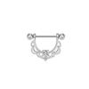 Piercing para pezón con forma de U y diamantes incrustados, diseño transfronterizo europeo y americano, con colgante de encaje hueco, joyería sexy para piercing de pezón.