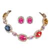 Colar e Brincos de Vitral com Strass Mais Quentes da Moda de Alta Qualidade da Amazon Dois Conjuntos de Joias de Casamento para Noivas para Mulheres