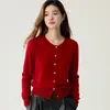 Cardigan de Gola Redonda Novo Outono e Inverno Feminino Cashmere Macio Amigo da Pele Malha Suéter Casaco Cor Sólida Manga Longa Emagrecimento Top