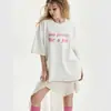 Camiseta de manga corta 100% algodón puro, elegante y casual, estilo europeo y americano, versátil, favorecedora, con estampado de letras, top hip-hop