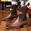 Botas Martin de Gran Tamaño Transfronterizas Botas de Moda para Hombre Cremallera Lateral Vintage Desgastado Botas de Caballería Mongol Calzado de Caña Alta para Exteriores
