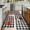 Felpudo de decoración navideña transfronterizo, alfombrilla de cocina de terciopelo de cristal, absorbente de agua y aceite, antimanchas, alfombra de fácil cuidado