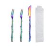 Cuchillo y tenedor de acero inoxidable para pastel de luna, creativo tenedor de fruta dorada con patrón de rama, juego de cuchillo y tenedor para pastel de luna desechable.