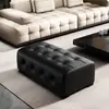 Sala de estar Taburete Sofá Lawrence, Taburete Largo con Almacenamiento, Taburete Bajo, Reposapiés Cuadrado Individual Negro para Sofá Chaise