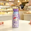 Nueva taza de agua infantil de gato de dibujos animados, taza termo de acero inoxidable 316 con asa, taza portátil con pajita para uso doméstico